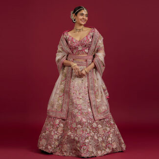 Pink Floral Bridal Lehenga