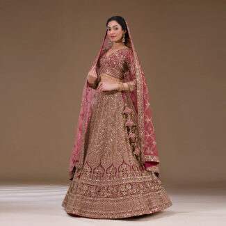 Brown Net Lehenga