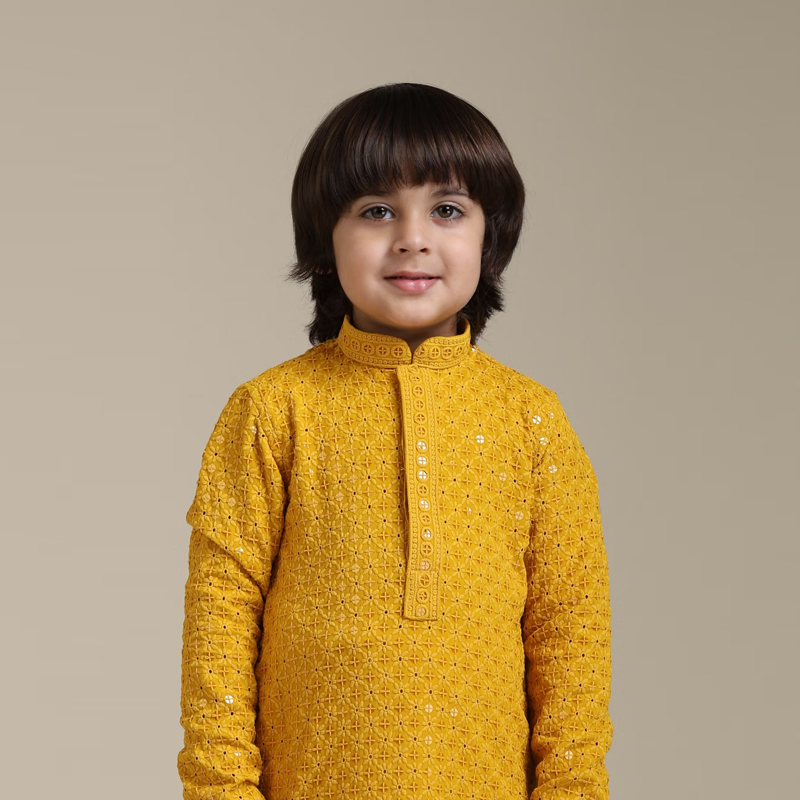 Boys Mustard Kurta Pajama