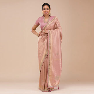Pink Mirrorwork Saree