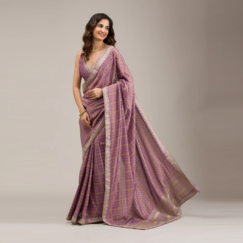 Purple Zariwork Silk Saree