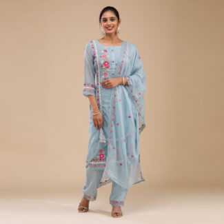 Blue Threadwork Salwar Suit