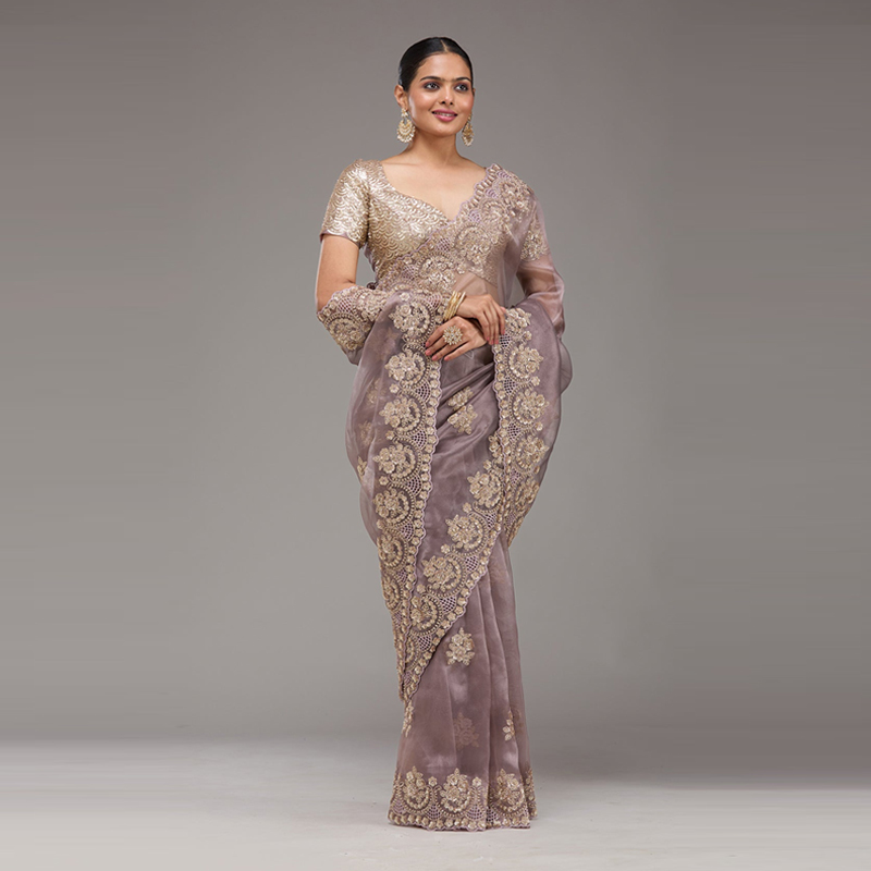 Lavender Sequins Saree